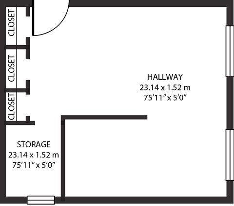 Floor plan for studio, 1 bath, 450 sqft